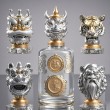 Spiral wine cap in the shape of a lion dance.