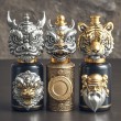Spiral wine cap in the shape of a lion dance.