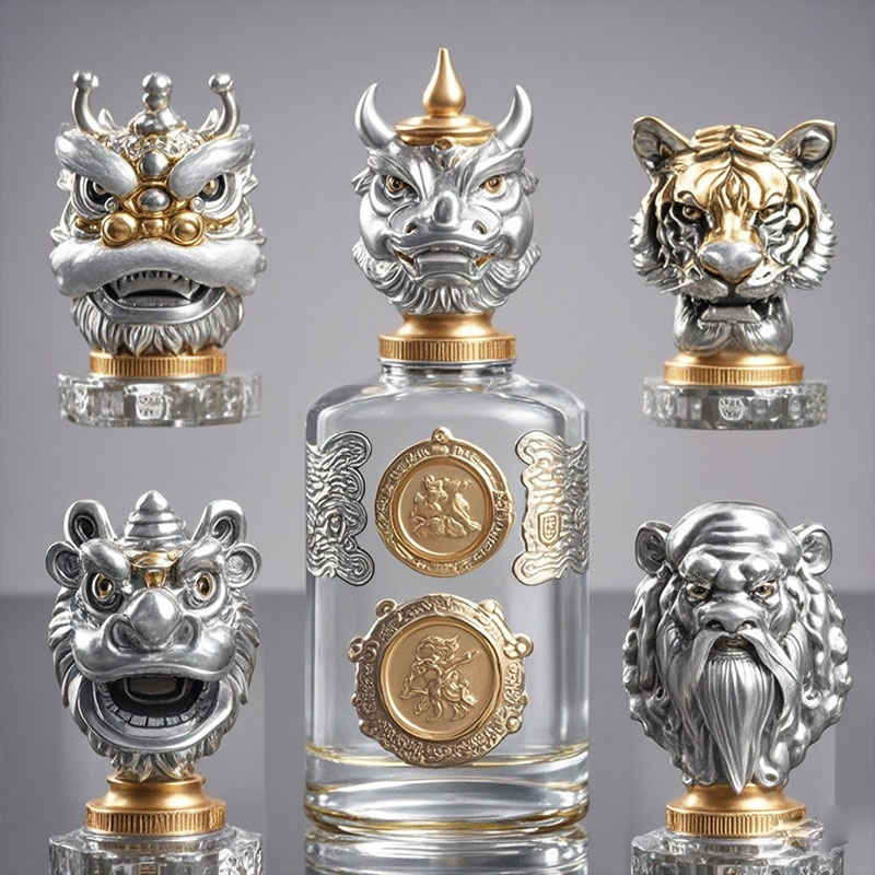 Spiral wine cap in the shape of a lion dance.