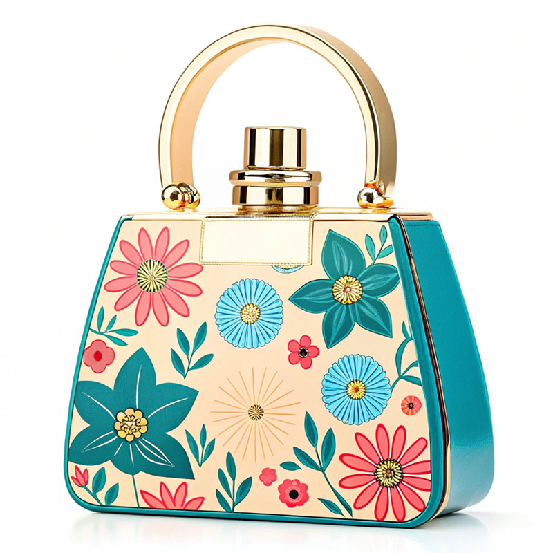 Handbag-Styled Zinc Alloy Perfume Cap, Simple Half-Round Personalized Perfume Cap with Leather Attachment